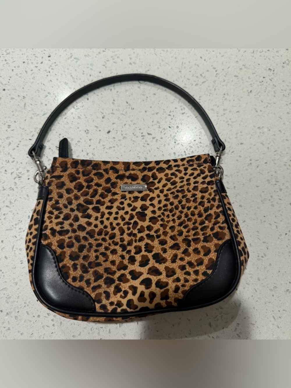 Leopard Print mini Bag with Black Trim